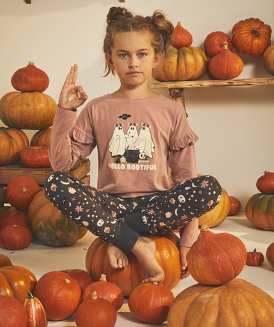 Nightwear Nouvelle Arbo   C - GIRLS' LONG-SLEEVED PINK PYJAMAS WITH A GLOW-IN-THE-DARK GHOST THEME