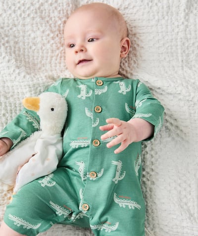 Dors-bien, pyjamas Categories Tao - dors bien sans pieds en coton bio vert imprimé crocodiles