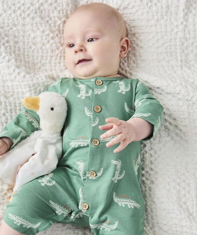 Pyjama Tao Categorieën - babybed in groen biologisch katoen zonder voetjes