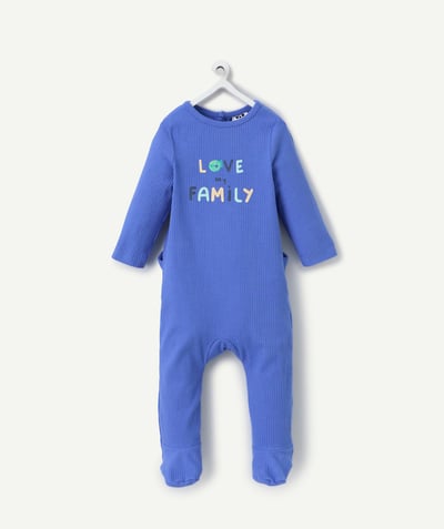 Dors-bien - Pyjama Categories Tao - dors-bien bébé garçon en coton biologique bleu avec message