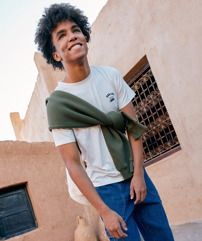 Nastolatek Kategorie TAO - koszulka chłopięca z krótkim rękawem z białej bawełny organicznej message van life