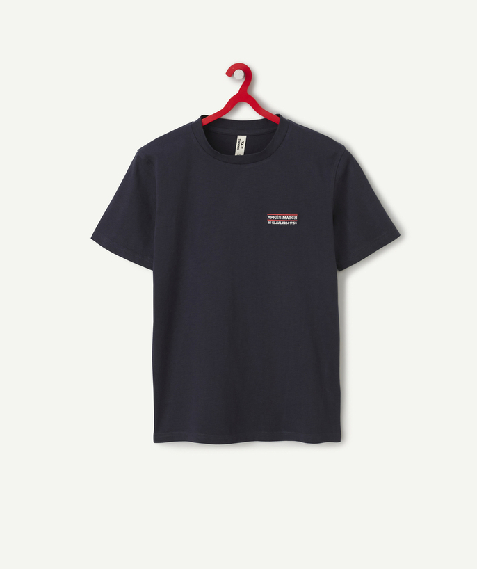 Adolescente niño Categorías TAO - camiseta de algodón orgánico para niño, azul marino, tema postpartido