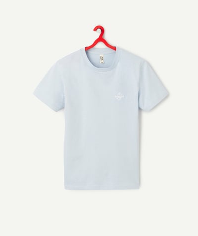 T-shirt Tao Categories - short-sleeved t-shirt in light blue organic cotton with embroidery