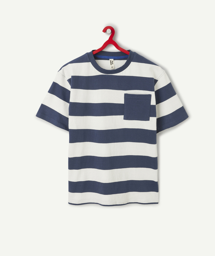 OP=OP Tao Categorieën - oversized t-shirt met korte mouwen en blauwe en witte strepen voor jongens