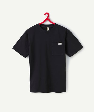 T-shirt Tao Categorieën - T-shirt met korte mouwen voor jongens in zwart biologisch katoen