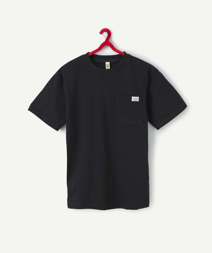 T-shirt, hemd , polo Tao Categorieën - T-shirt met korte mouwen voor jongens in zwart biologisch katoen