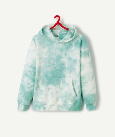 New colour palette Tao Categories - TYE AND DIE GREEN ORGANIC COTTON HOODIE FOR BOYS