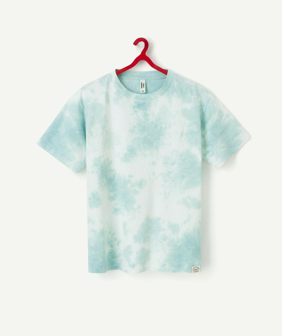 New colour palette Tao Categories - BOY'S SHORT-SLEEVED ORGANIC COTTON T-SHIRT WITH GREEN TIE & DYE MOTIF