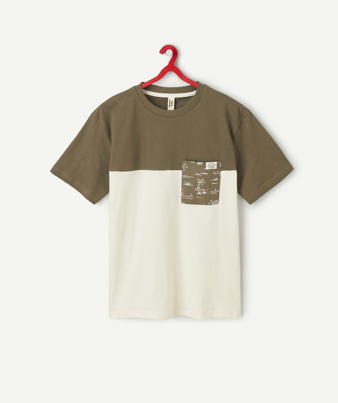 Tee-shirt, shirt, polo Tao Categories - boy's short-sleeved t-shirt in two-tone organic cotton arizona with pocket