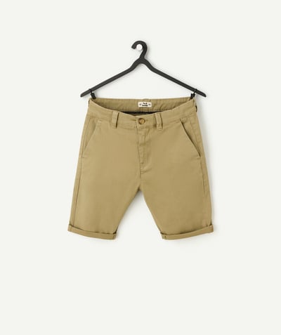 Teens Tao Categories - boy's bermuda shorts in khaki recycled fibers