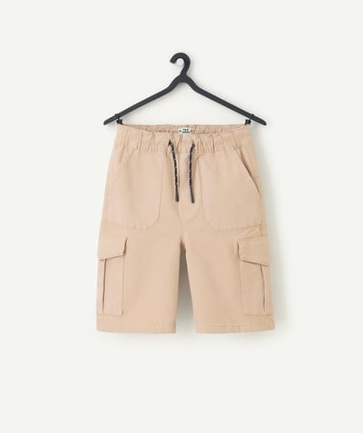 Shorts - Bermuda shorts Tao Categories - beige boy's cargo shorts with elastic waistband