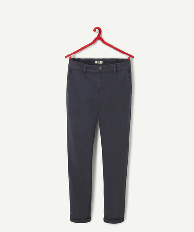 Trousers - Jogging pants Tao Categories - NAVY BLUE RECYCLED FIBER CHINO PANTS FOR BOYS