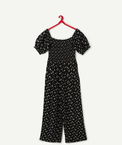 New collection Tao Categories - black floral-print viscose jumpsuit for girls