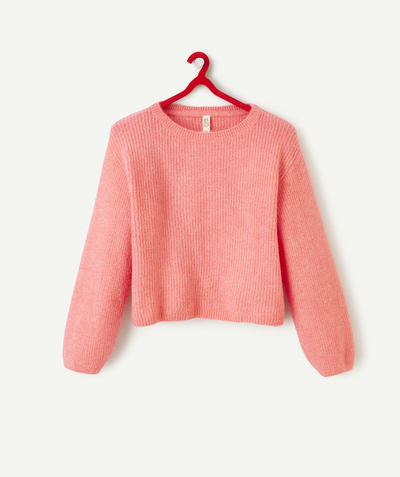 New colour palette Tao Categories - GIRL'S KNITTED SWEATER IN PINK RECYCLED FIBRES