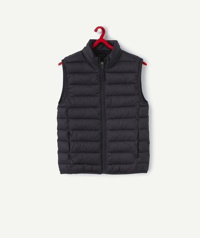 New collection Tao Categories - boy's sleeveless down jacket in recycled padding, black