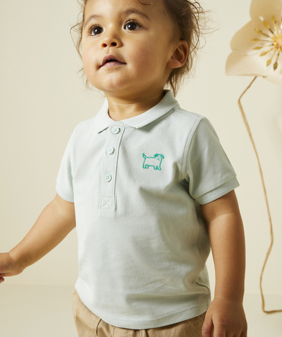 Baby boy Tao Categories - BABY BOY SHORT-SLEEVED POLO 100% COTTON GREEN WITH EMBROIDERY