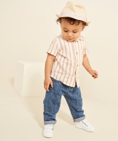 Trousers Tao Categories - BABY BOY LOW IMPACT DENIM JEANS WITH GREEN BELT