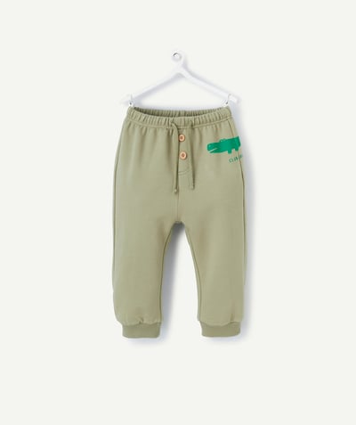 New colour palette Tao Categories - BABY BOY JOGGING SUIT IN GREEN RECYCLED FIBER WITH CROCODILE