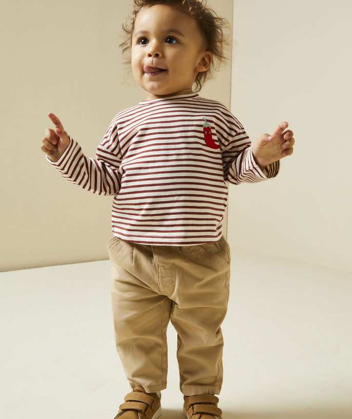 Collection Cérémonie Categories Tao - pantalon slouchy bébé garçon beige foncé