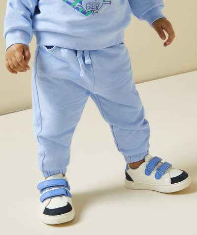 Baby boy Tao Categories - BABY BOY JOGGING SUIT IN PASTEL BLUE ORGANIC COTTON