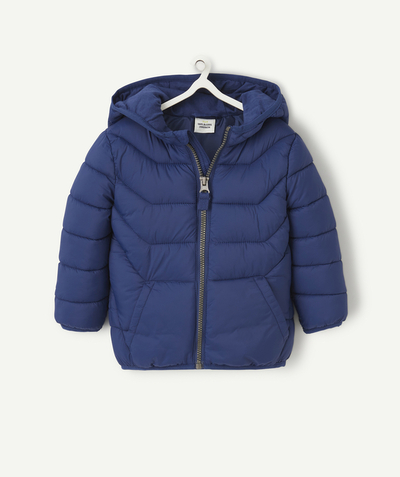 New colour palette Tao Categories - BABY BOY HOODED DOWN JACKET IN RECYCLED PADDING BLUE