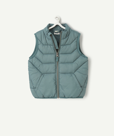 New colour palette Tao Categories - BABY BOY SLEEVELESS DOWN JACKET IN GREEN RECYCLED PADDING