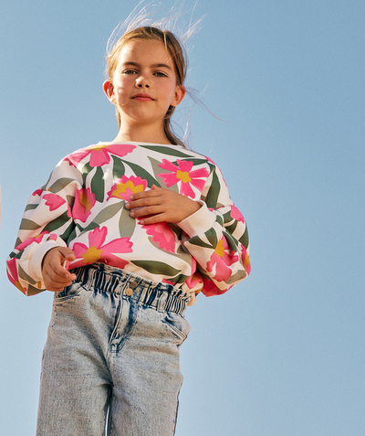 Girl Tao Categories - GIRL'S SWEATER IN RECYCLED FIBERS WITH FLORAL MAXI PRINT