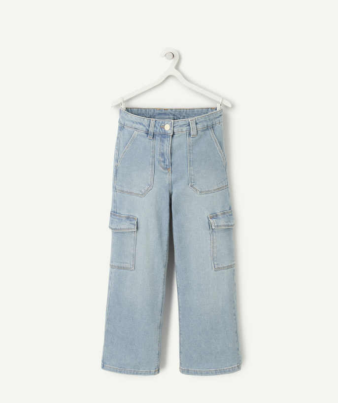 Spodnie - spodnie dresowe Kategorie TAO - pantalon z szerokimi nogawkami cargo fille en denim low impact