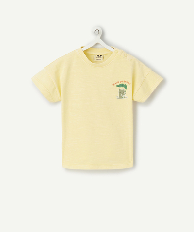 Kolekcja na Specjalne Okazje Kategorie TAO - Koszulka chłopięca z żółtej bawełny organicznej z motywem żaby