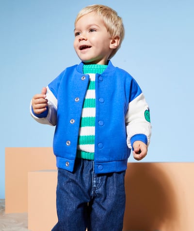 Look like teenagers Tao Categories - BABY BOY TEDDY CARDIGAN IN BLUE AND WHITE ORGANIC COTTON
