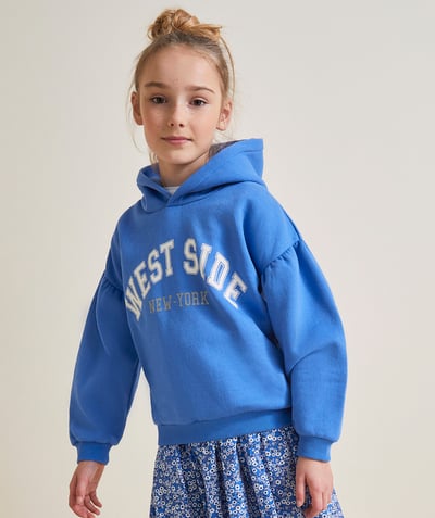 Campus spirit Tao Categories - GIRL'S RECYCLED FIBER HOODIE BLUE WEST SIDE THEME