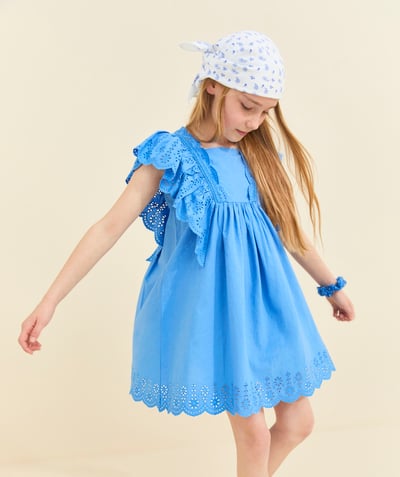 Fille Categories Tao - robe manches courtes fille bleue à volants