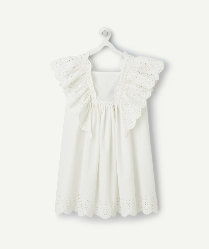 Girl Tao Categories - ecru girl's short-sleeved dress with English embroidery
