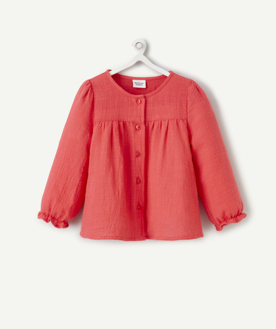 Look like teenagers Tao Categories - BABY GIRL PINK LONG-SLEEVED BLOUSE WITH RUFFLED DETAILS