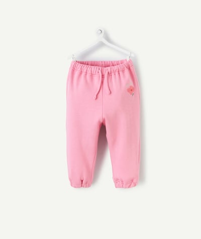 Baby girl Tao Categories - BABY GIRL JOGGING SUIT IN PINK RECYCLED FIBERS WITH MINI SPROUT PATTERN