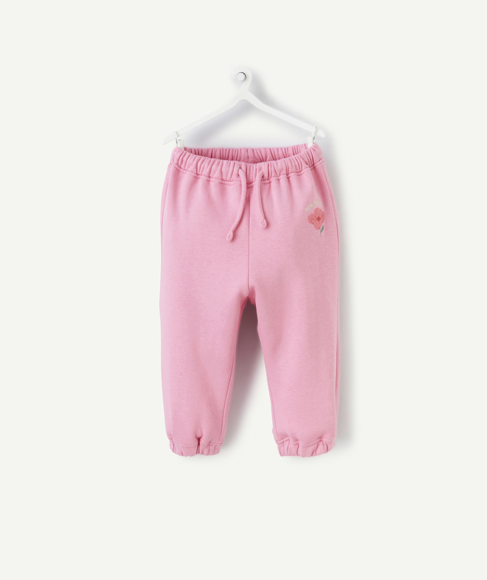Trousers Tao Categories - BABY GIRL JOGGING SUIT IN PINK RECYCLED FIBERS WITH MINI SPROUT PATTERN