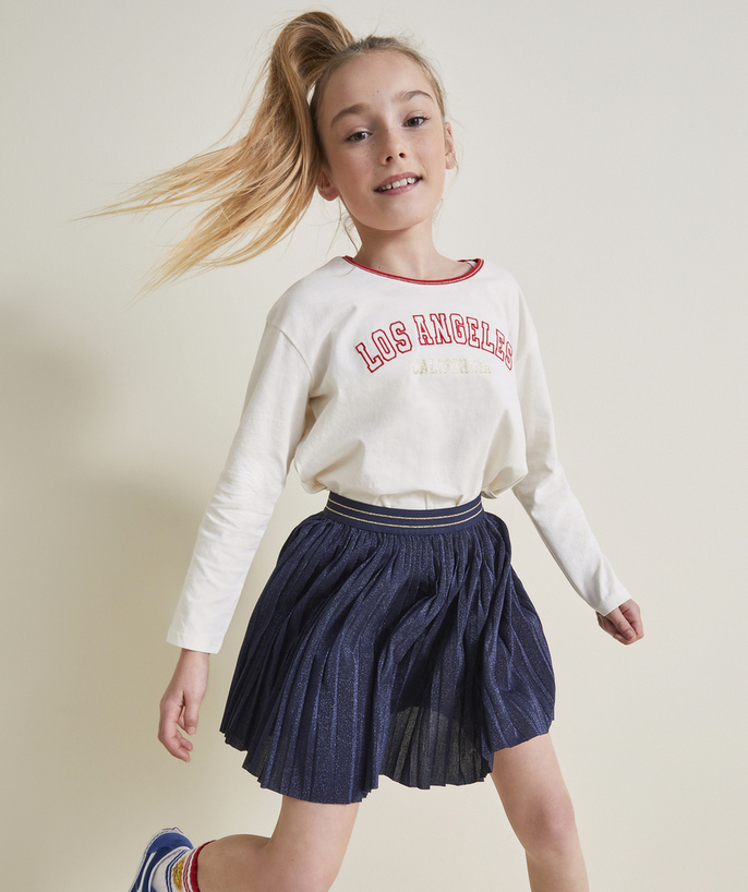 Shorts - Skirt Tao Categories - GIRL'S BLUE PLEATED SKIRT WITH GLITTER DETAILS