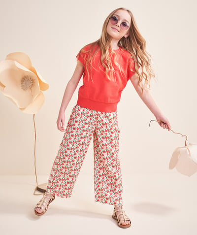 New collection Tao Categories - wide pants for girls in viscose with flower print