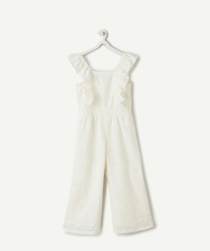 Girl Tao Categories - white girl's jumpsuit with embroidery and openwork