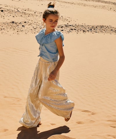 Child Tao Categories - PLEATED WIDE-LEG PANTS IN GOLD GLITTER