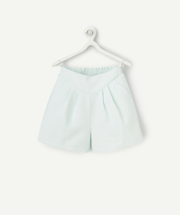 Shorts - Skirt Tao Categories - LIGHT BLUE GIRL'S SHORTS WITH SILVER GLITTER DIAMOND PRINT