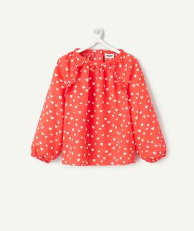 Baby girl Tao Categories - RED BABY GIRL BLOUSE WITH RUFFLED DETAILS AND HEART PRINT
