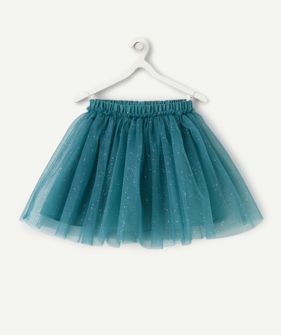 Special Occasion Collection Tao Categories - GREEN GIRL'S TULLE SKIRT WITH SEQUINED DETAILS