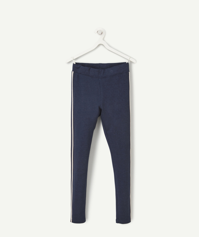 Trousers - jogging pants Tao Categories - NAVY BLUE VISCOSE LEGGINGS FOR GIRLS WITH STRIPES