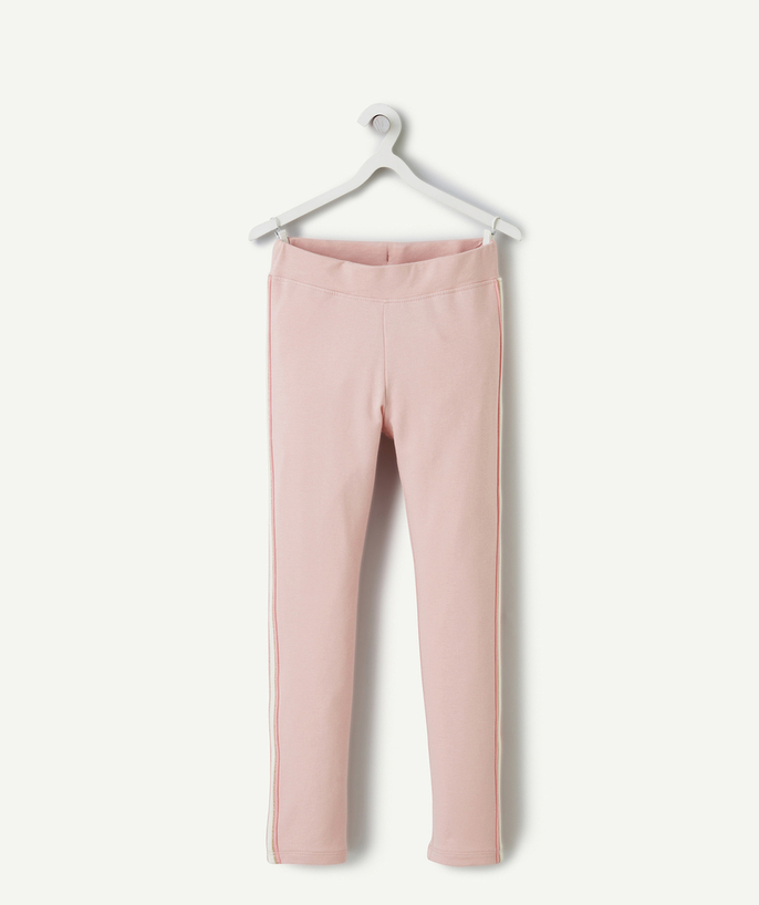 Trousers - jogging pants Tao Categories - GIRL'S TREGGING IN PINK VISCOSE WITH WHITE DETAILS