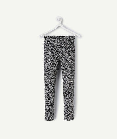Low-priced looks Tao Categories - BLACK ORGANIC COTTON LEGGINGS FOR GIRLS WITH FLORAL PRINT