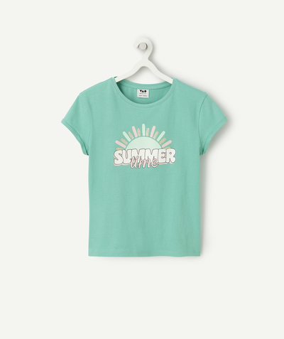 Camiseta - Camiseta interior Categorías TAO - camiseta de manga corta de niña en algodón orgánico verde tema verano