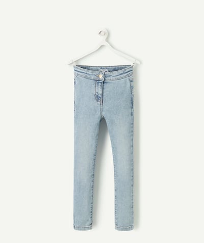 Basiques Categories Tao - pantalon tregging fille en denim bleu clair délavé low impact