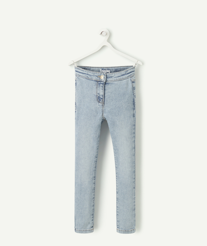 Spodnie - spodnie dresowe Kategorie TAO - Spodnie tregginsy dla dziewczynek z jasnoniebieskiego, spranego denimu o niskim stopniu zużycia