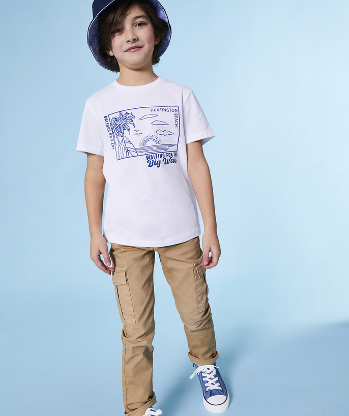 Trousers - Jogging pants Tao Categories - beige boy's slim pants with cargo pockets